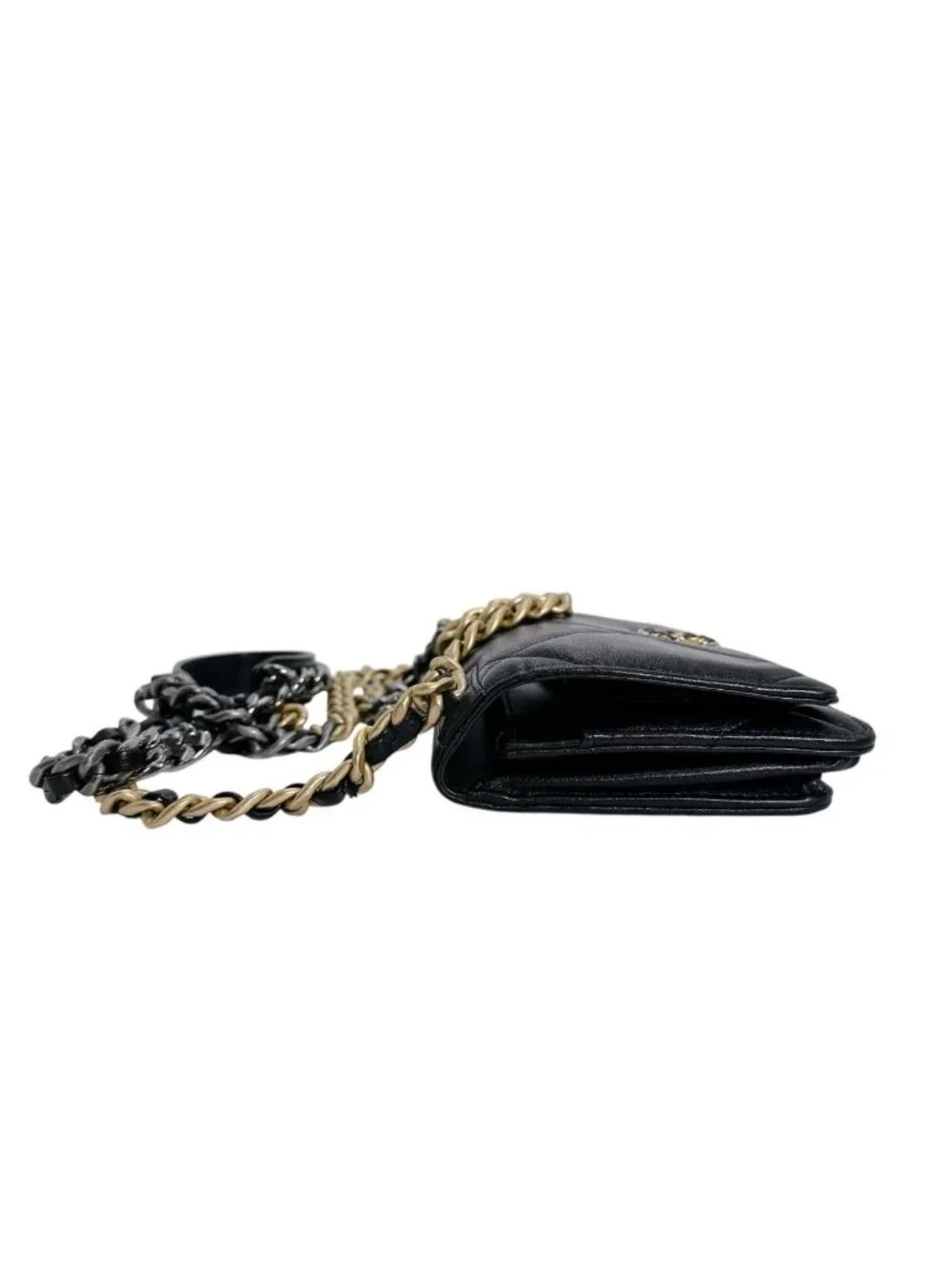 Chanel Lambskin Chain Wallet 19 Shoulder Bag Black